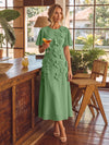 Chiffon A-Line Crew Neck Cocktail Dresses with 3D Flowers