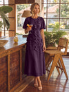 Chiffon A-Line Crew Neck Cocktail Dresses with 3D Flowers