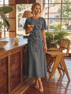 Chiffon A-Line Crew Neck Cocktail Dresses with 3D Flowers