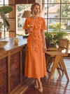 Chiffon A-Line Crew Neck Cocktail Dresses with 3D Flowers