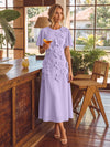 Chiffon A-Line Crew Neck Cocktail Dresses with 3D Flowers