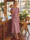 Chiffon A-Line Crew Neck Cocktail Dresses with 3D Flowers