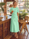 Chiffon A-Line Crew Neck Cocktail Dresses with 3D Flowers