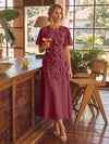 Chiffon A-Line Crew Neck Cocktail Dresses with 3D Flowers