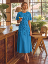 Chiffon A-Line Crew Neck Cocktail Dresses with 3D Flowers