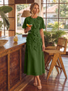 Chiffon A-Line Crew Neck Cocktail Dresses with 3D Flowers