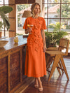 Chiffon A-Line Crew Neck Cocktail Dresses with 3D Flowers