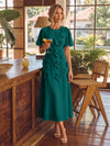 Chiffon A-Line Crew Neck Cocktail Dresses with 3D Flowers