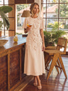 Chiffon A-Line Crew Neck Cocktail Dresses with 3D Flowers