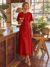 Chiffon A-Line Crew Neck Cocktail Dresses with 3D Flowers