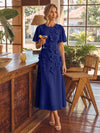 Chiffon A-Line Crew Neck Cocktail Dresses with 3D Flowers
