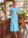 Chiffon A-Line Crew Neck Cocktail Dresses with 3D Flowers