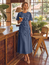 Chiffon A-Line Crew Neck Cocktail Dresses with 3D Flowers