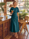 Chiffon A-Line Crew Neck Cocktail Dresses with 3D Flowers