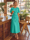 Chiffon A-Line Crew Neck Cocktail Dresses with 3D Flowers