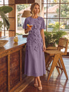 Chiffon A-Line Crew Neck Cocktail Dresses with 3D Flowers