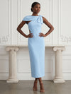 Jersey Sheath Asymmetric Neck Cocktail Dresses with Bow
