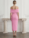 Jersey Sheath Off Shoulder Cocktail Dresses with Pleated