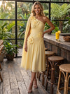 Chiffon A-Line One Shoulder Cocktail Dresses with Side Sash