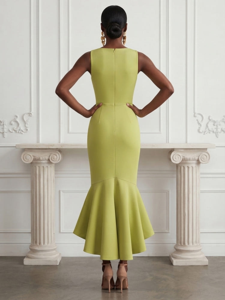 Satin Mermaid Boat Neck  Cocktail Dresses with Floral Print