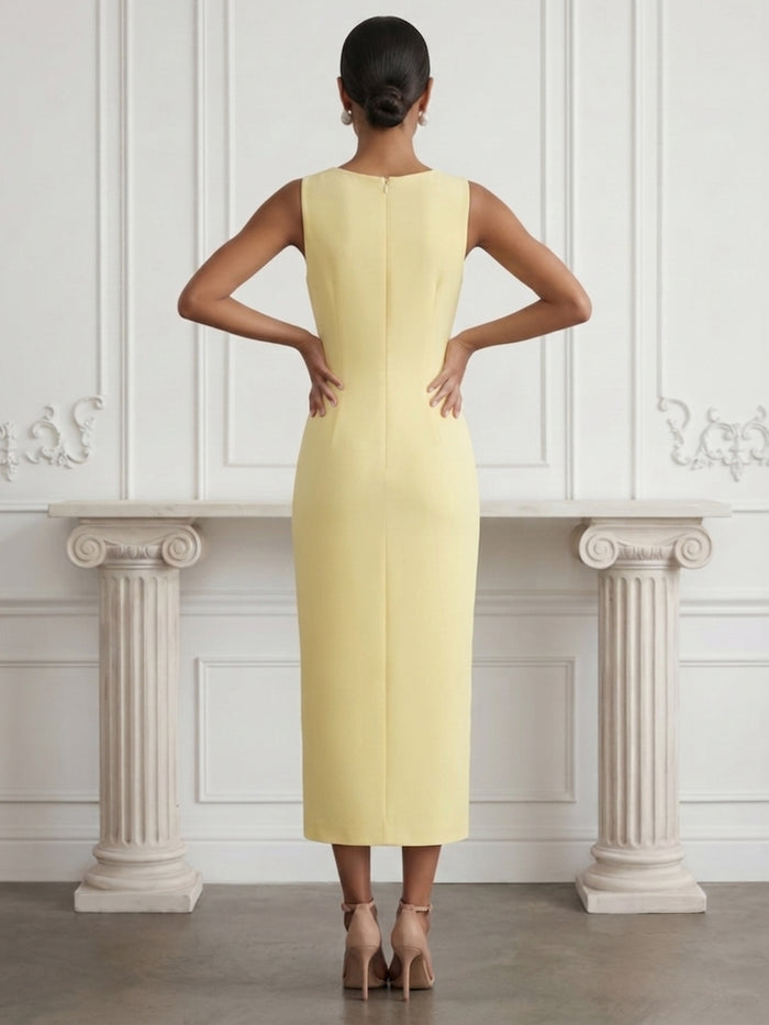 Jersey Sheath Crew Neck Cocktail Dresses with Beaded