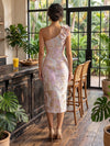 Jacquard Sheath One Shoulder Cocktail Dresses with Side Waist Ruched Shaping Detail