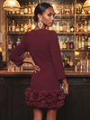 Jersey Sheath Crew Neck Cocktail Dresses with 3D Flowers