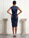 Sequin Sheath V Neck Cocktail Dresses with 3D Flowers