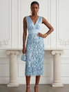Sequin Sheath V Neck Cocktail Dresses with Pleated