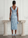 Sequin Sheath V Neck Cocktail Dresses with Pleated