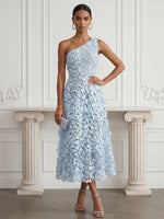 Tulle A-Line One Shoulder Cocktail Dresses with 3D Butterflys