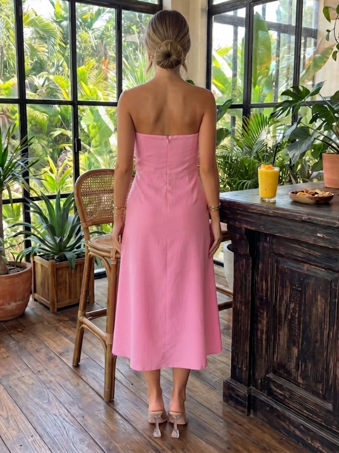 Jersey A-Line Strapless Cocktail Dresses with 3D Flowers