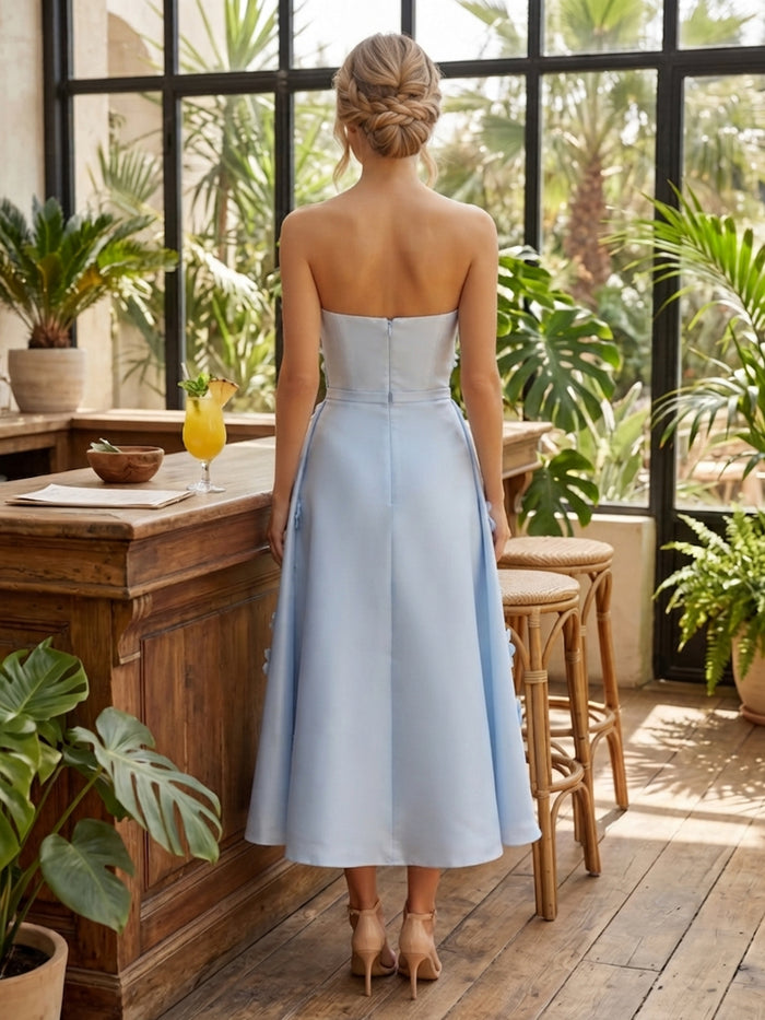 Jersey A-Line Strapless Cocktail Dresses with Wraps
