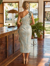 Jersey Sheath One Shoulder Cocktail Dresses with Side Waist Ruched Shaping Detail