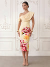 Jersey Sheath One Shoulder Cocktail Dresses with Floral Print