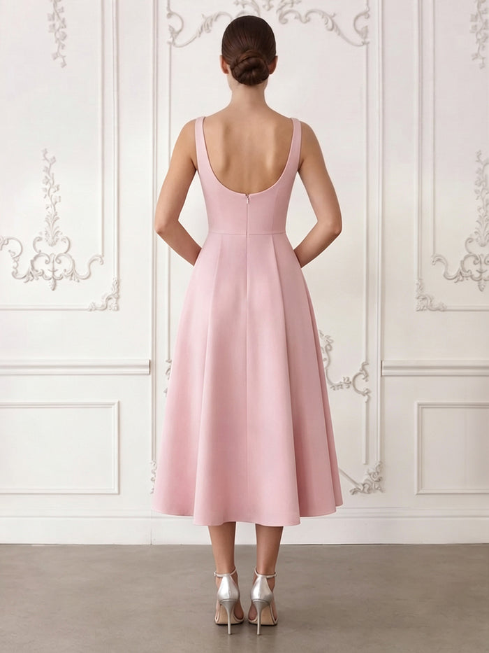 Jersey A-Line U-Neck Cocktail Dresses with 3D Flowers