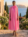 Chiffon A-Line High Neck Cocktail Dresses with 3D Flowers