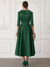 Satin A-Line V Neck Cocktail Dresses with Wraps