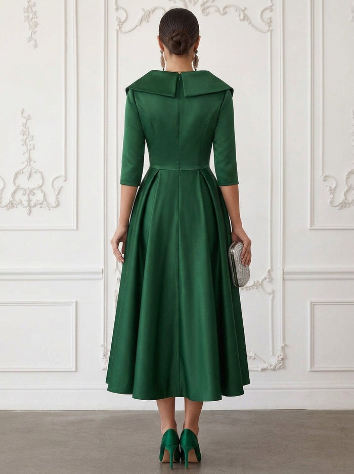 Satin A-Line V Neck Cocktail Dresses with Wraps