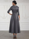 Satin A-Line V Neck Cocktail Dresses with Wraps