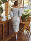 Jacquard Sheath One Shoulder Cocktail Dresses with Floral