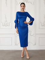 Satin Sheath Boat Neck  Cocktail Dresses with Belt