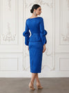 Satin Sheath Boat Neck  Cocktail Dresses with Belt