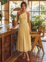 Chiffon A-Line One Shoulder Cocktail Dresses with 3D Flowers