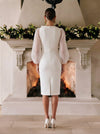 Jersey Sheath Crew Neck Cocktail Dresses with 3D Flowers