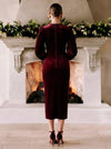 Velvet Sheath Crew Neck Cocktail Dresses with 3D Flowers