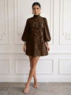 Jersey A-Line High Neck Cocktail Dresses with 3D Flowers