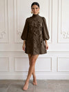 Jersey A-Line High Neck Cocktail Dresses with 3D Flowers