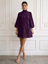 Jersey A-Line High Neck Cocktail Dresses with 3D Flowers