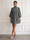 Jersey A-Line High Neck Cocktail Dresses with 3D Flowers